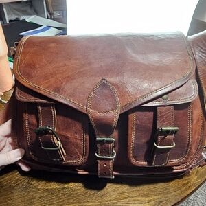 Classic Brown Leather Messenger Bag - Men